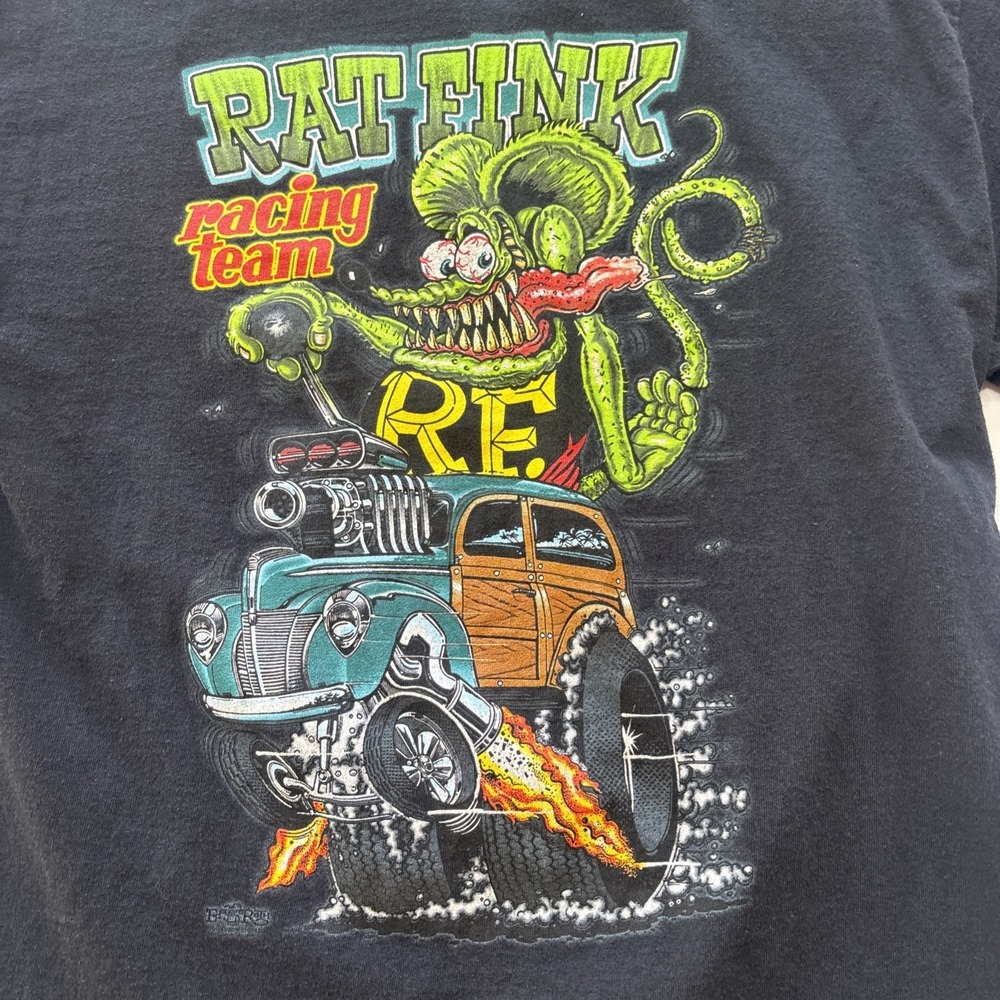 Men's Ed Big Daddy Roth Rat Fink Racing Team Black T-Shirt L Graphic - Picture 2 of 9